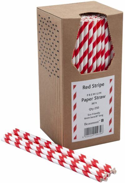 Red and White Stripe Paper Straws