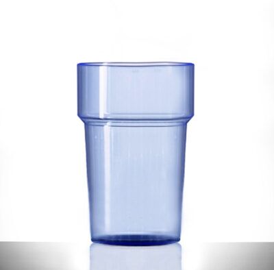 Neon Blue Econ Rigid Half Pint Polystyrene Plastic Tumbler Glass, 284ml / 28.4cl / 10oz - 100 Pack