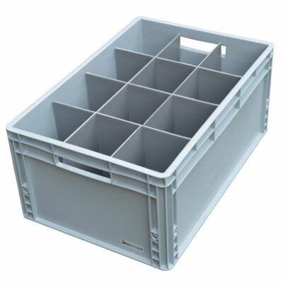 Large Glassware Box, Euro Crate with Compartments Storage Glass Crate