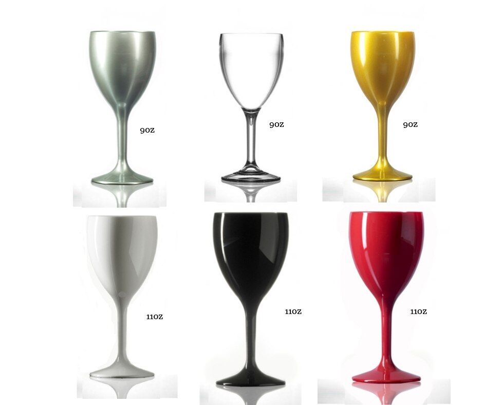 Reusable Plastic Wine Glasses - Various Colours