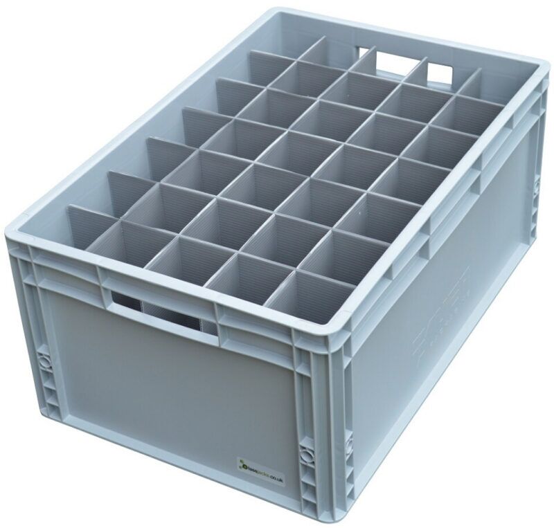 Beer Bottle Crate, Stackable Beer Bottle Container. Grey, Stackable, Tough, 25 Compartments