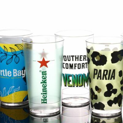 Printed Festival Beer Glasses - Stackable Reusable Nucleated Pint 20oz