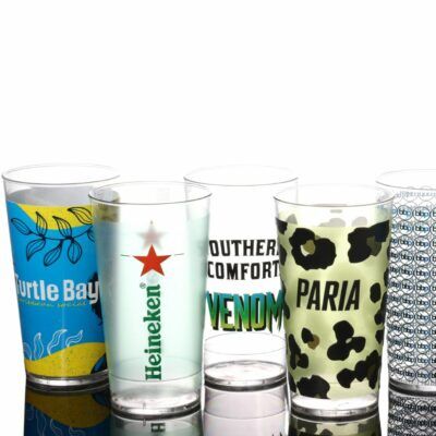 Printed Drinking Glasses Stackable Reusable Nucleated Oversized 12oz