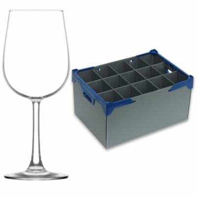 Fully Tempered Sardinia Wine Glasses 16.5oz and Glassware Storage Box 245-15 - Glassjack Combo