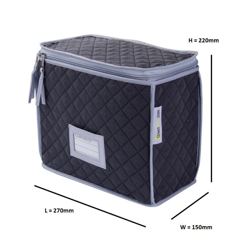 Champagne and Wine Glass Quilted Case - 6 Cells