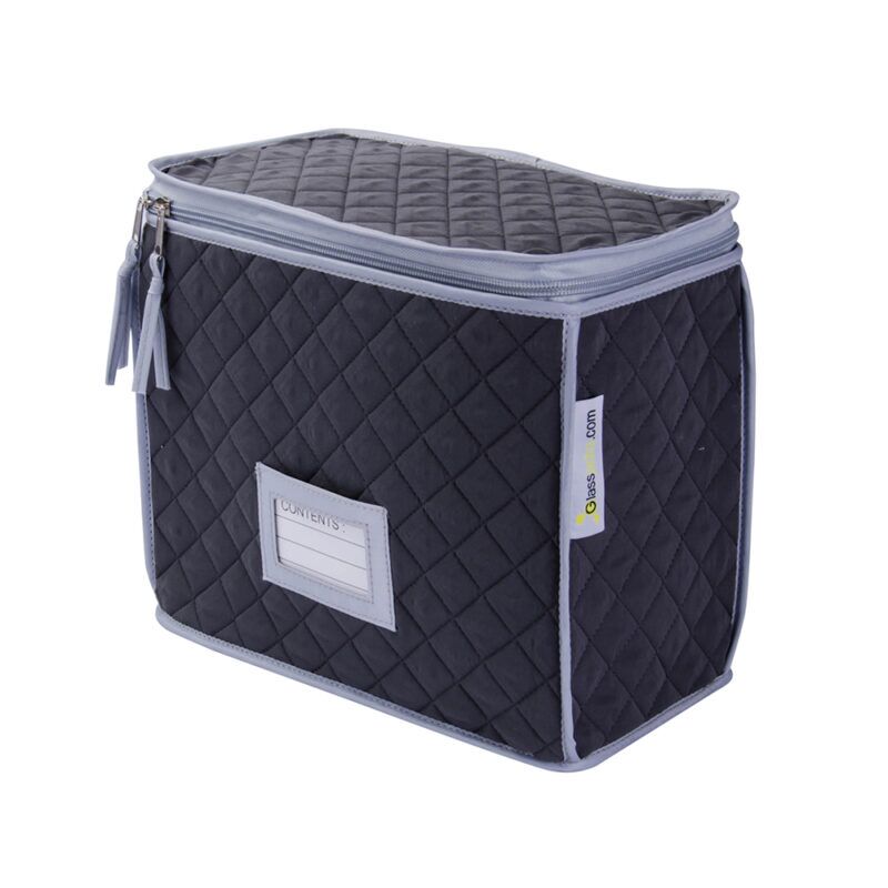 Champagne and Wine Glass Quilted Case - 6 Cells