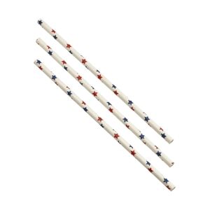 Paper Straws Red and Blue Stars 20cm (500pcs)