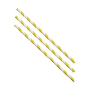 Paper Straws Yellow and White Stripes 20cm (500pcs)