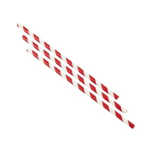 Paper Straws Red and White Stripes 23cm (250pcs)