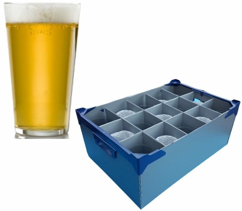 Beer Pint Glasses & Storage Box Crate Vicrila Fully Tempered Conil Beer Glasses