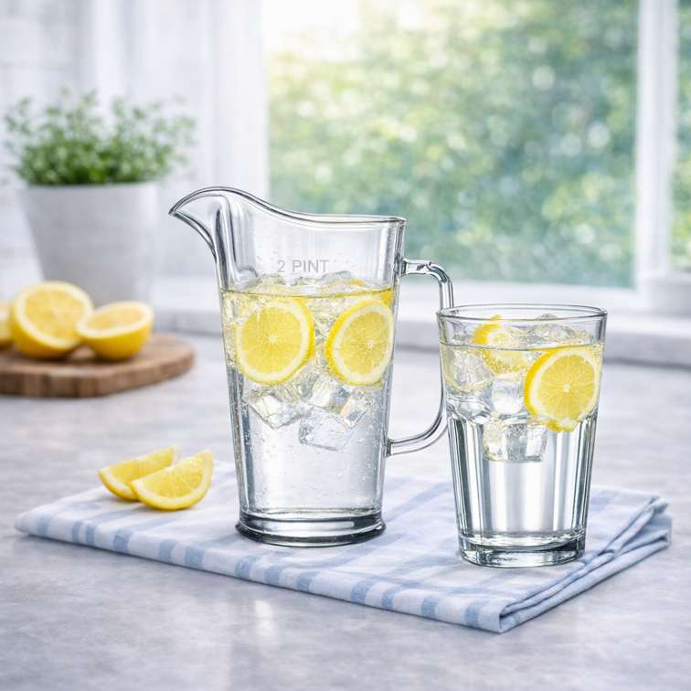 Plastic Water Jug and drinking water glass