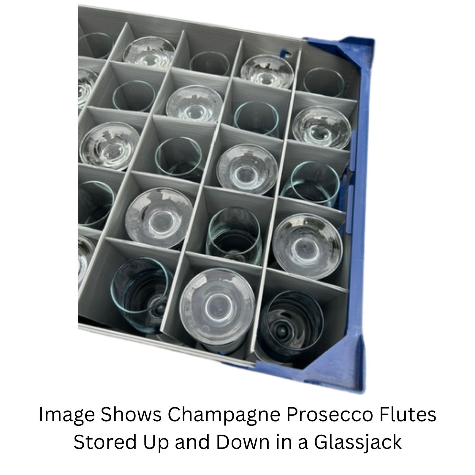 Champagne Prosecco flutes Stored Flutes Up and Down - Glassjacks