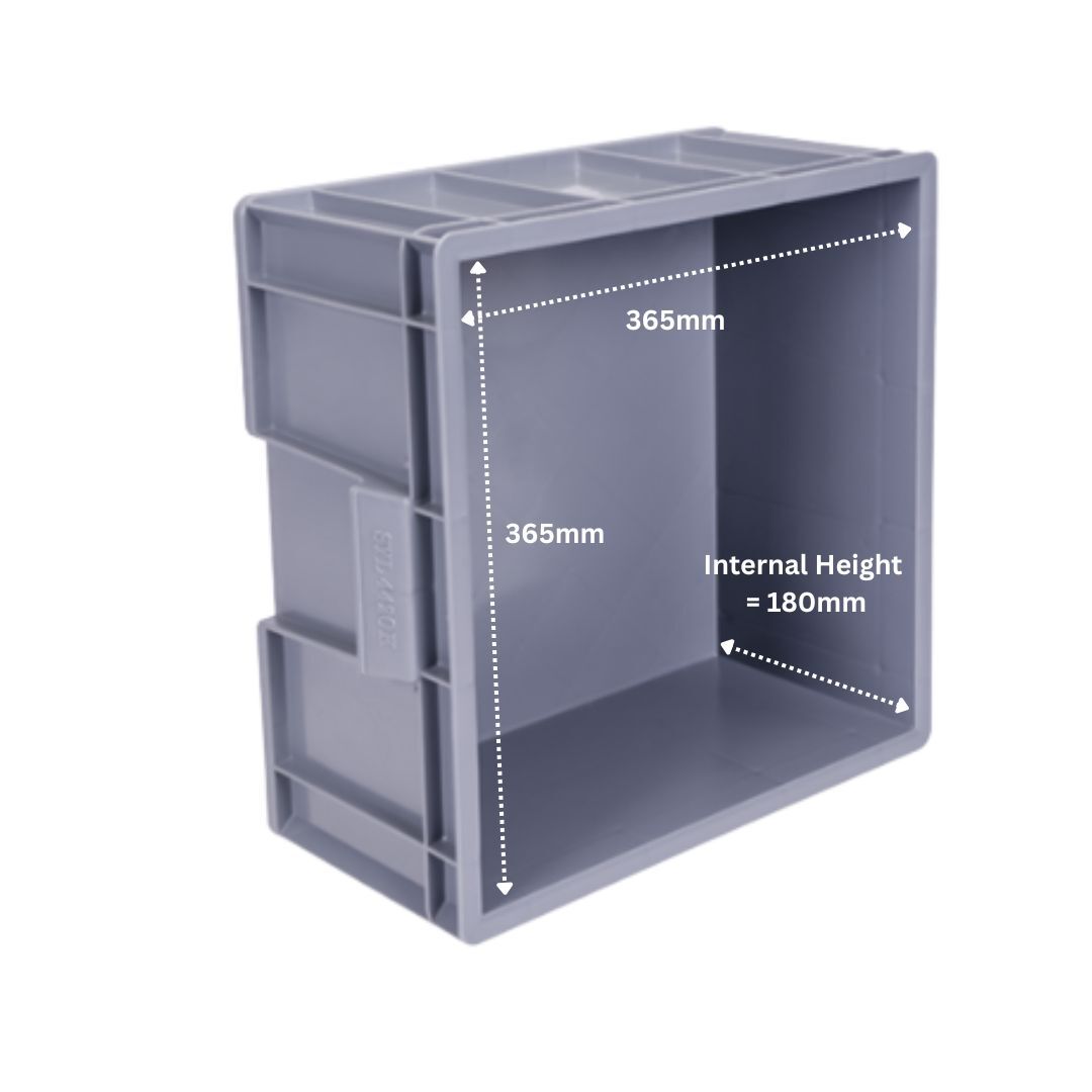 Square Catering Plate Storage Box – Secure Crates for Crockery Transport - Dimensions - Medium